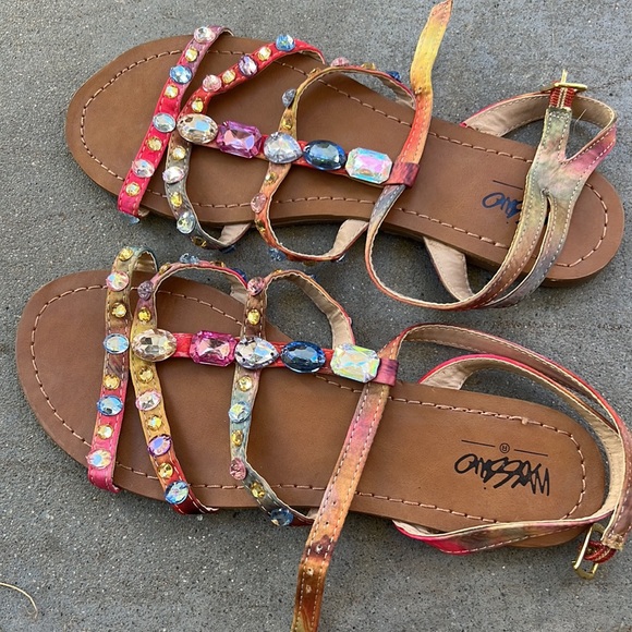 Mossimo multi colored jeweled gemstone sandals ~ size 6 - Picture 4 of 4